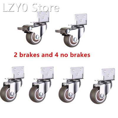 6pcs Furniture Casters Wheels Soft Rubber Swivel Caster Quit