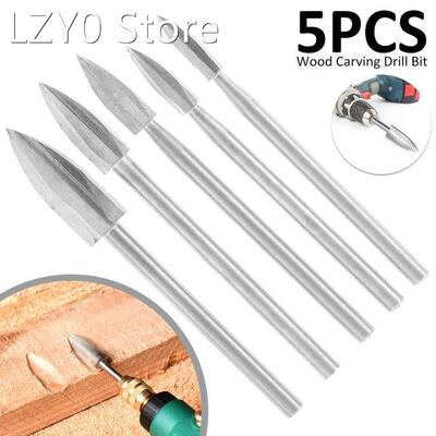 5PCS Wood Carving Drill Bit Steel Engraving Drill Bit Set So