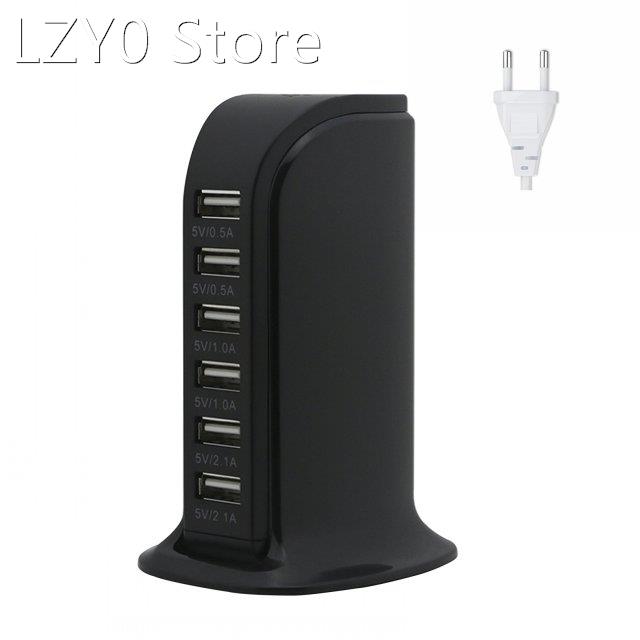 6 Ports Desktop Charger USB Charging Station Smartphones Con