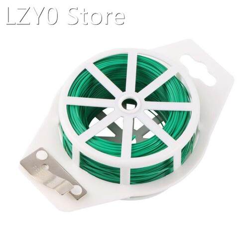 100M Plant Twist Tie with Cutter Sturdy Green Coated Wire fo