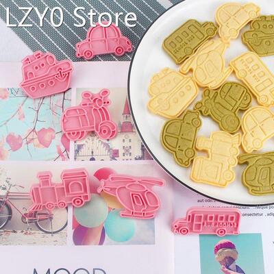 6Pcs/set Airplane Vehicle Train Bus Car Shape Plastic Biscui