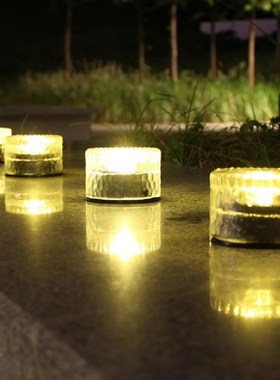 Solar Round nderground Lights Outdoor Courtyard Ice Brick Li