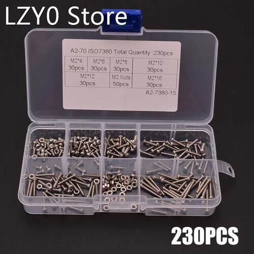 230pcs/box M2 Stainless Steel Hex Socket Button Head Screw B