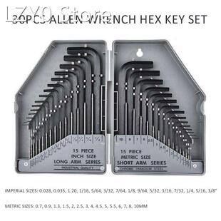 30pcs Allen Wrench Hex Key Set Steel SAE Metric Long Short A