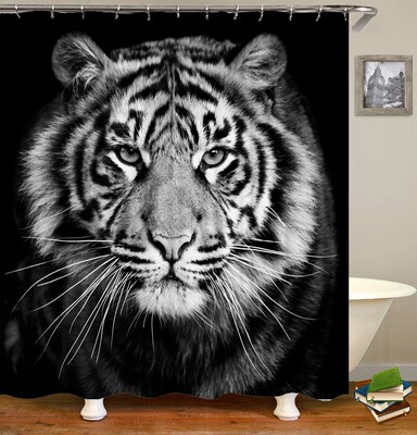 OLOEY 3D Print Animal Shower Curtains Bath Screens Waterpro