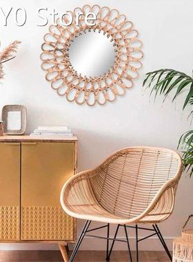 Handmade Knitting Mirror with Braided Binding Frame Boho Sty