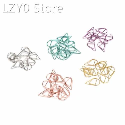 10PCS Modeling Paper Clips Metal Water Drop Shape Bookmark M