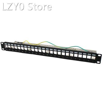 24 Port RJ45 Blank Patch Panel 1U 19 Inch All-Metal Rack Mou