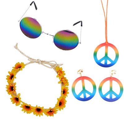 Beach party cosplay Hippie Headband Peace Sign Earring Peac