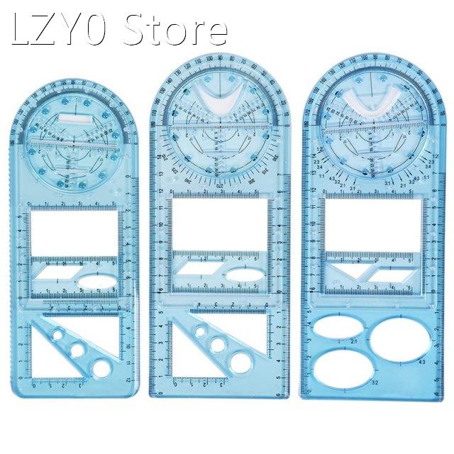 3 Sizes Multifunctional Geometric Ruler Plastic Drawing Rule