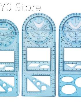 3 Sizes Multifunctional Geometric Ruler Plastic Drawing Rule