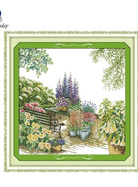 Joy Sunday Flower courtyard Printed Canvas Counted DIY Chine