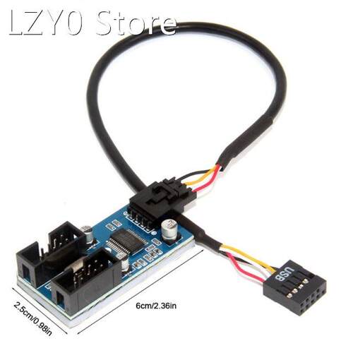 9pin USB Header Male 1 to 2/4 Female Extension Cable Card Mo