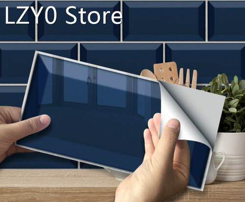 9PCS 3D Simple Navy Blue PVC Wall Stickers Wallpaper Bedroom