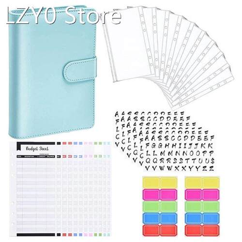 A6 PU Budget Binder Planner With 10Pcs Binder Pockets Loose