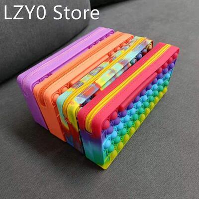 Silicone Pencil Case Push Bubble Poping Fingertip Toys Anti-