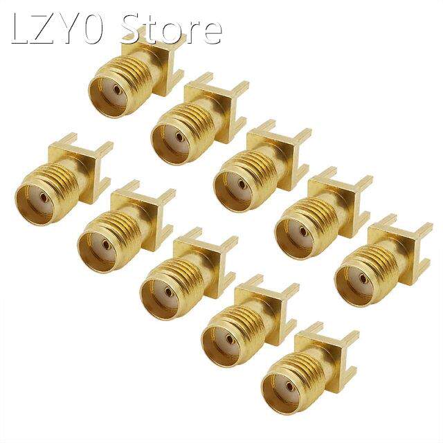 10Pcs/lot SMA Female Jack Solder 4Pins PCB Edge Panel Mount