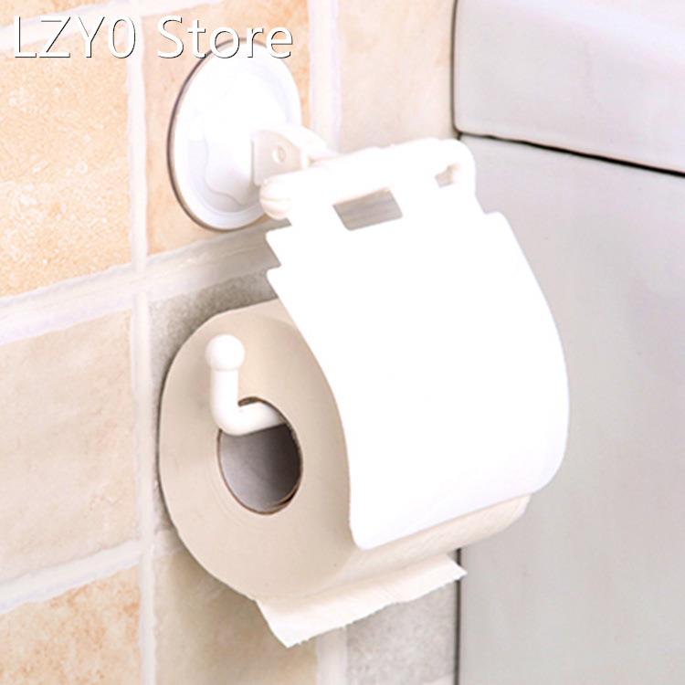 Wall Mounted Sucker Toilet Paper Holder Shelf Tissue Rack Pl