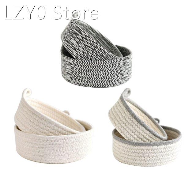 2pcs Woven Storage Baskets Cotton Rope Bin Organizer for Bab