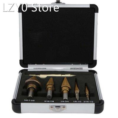 6pcs Step Drill Bit Set with Punch High Speed Steel Drill Bi