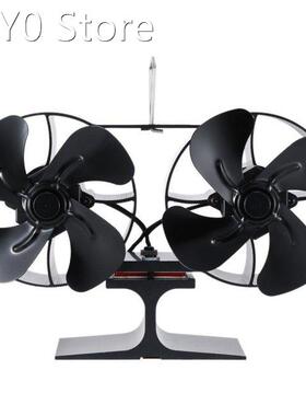 Dual Head 8 Blades Powered Stove Fan Aluminium Silent Eco-Fr