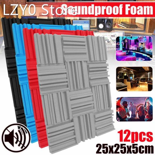 12pcs 250x250x50mm Studio Acoustic Foam Panels Soundproof Sp
