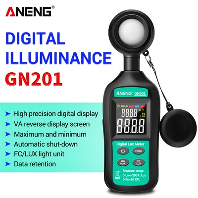 GN201 Luxmeter Digital Light Meter 200K Lux Meter Photometer