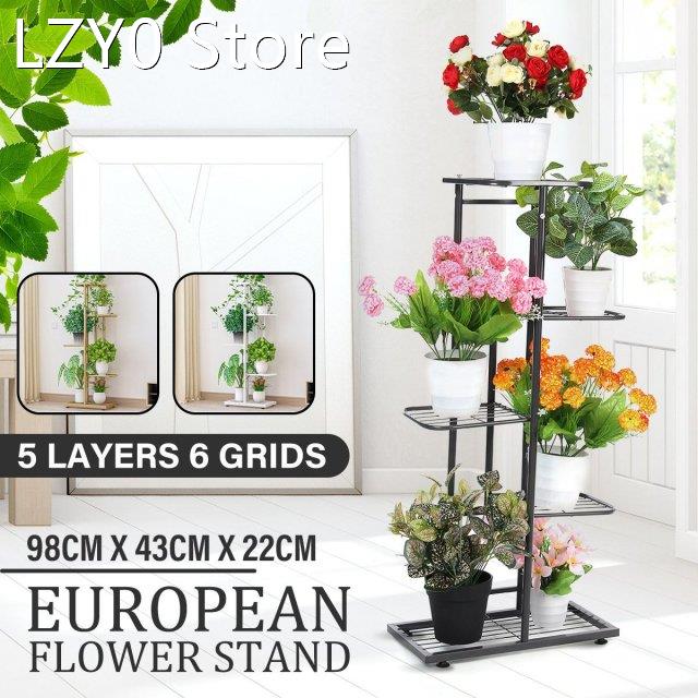 43x22x98cm 5 Tiers Iron Flower Rack Plant Stand Multi Flower