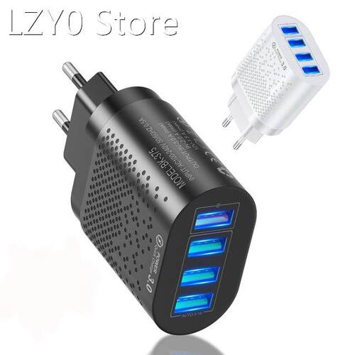 4 USB Charger 5V 3A Fast Charging Wall Charger Adapter EU US