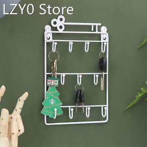 11 Hooks Wall Mounted Key Hook Three Layer Wrought Iron Stor