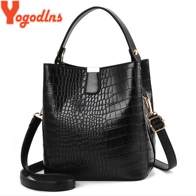 Yogodlns Retro Alligator Bucket Bags Women Crocodile Patter