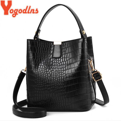 Yogodlns Retro Alligator Bucket Bags Women Crocodile Patter
