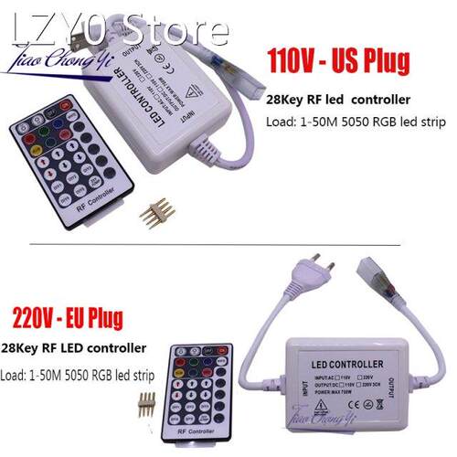 AC 110V US plug ,220v EU plug RF RGB controller with 28Key L