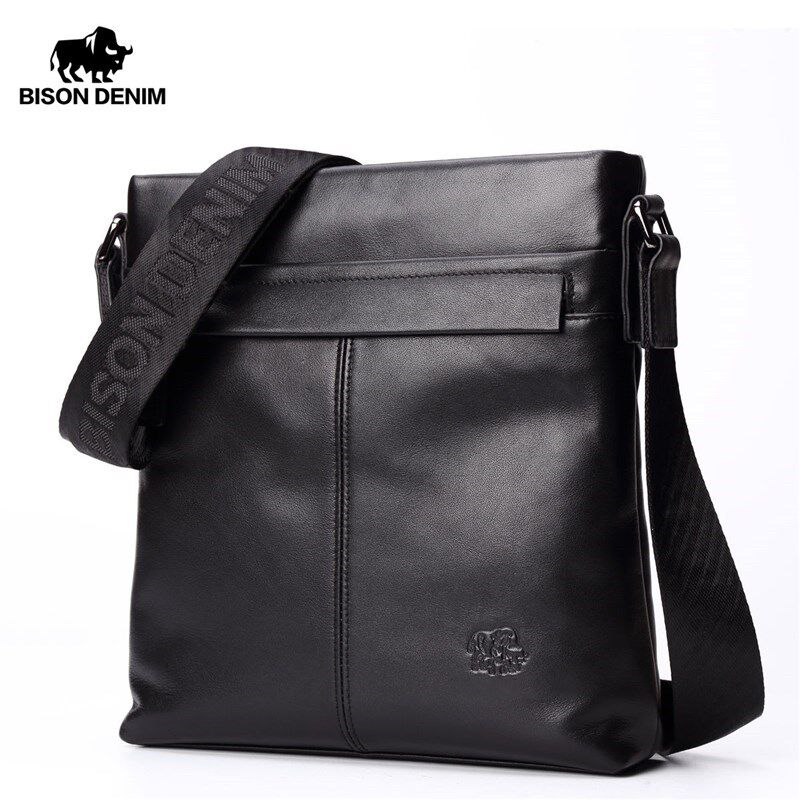 bison denim brand men shoulder bag genuine leather 10.5 i