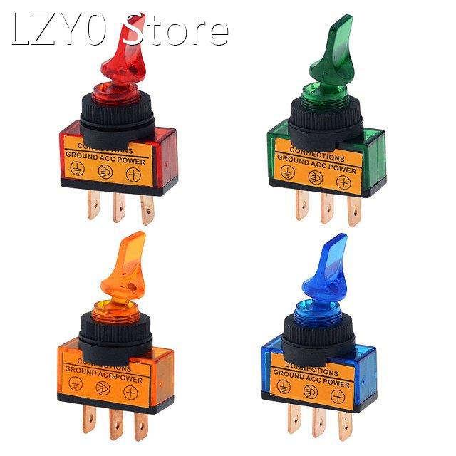1PCS ASW-14D 12V 20A Led Illuminate Flick Rocker Button Togg
