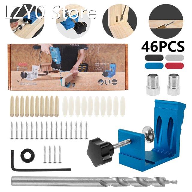 Pocket Hole Drill Puncher Jig Kit Angle Drill Guide Set for