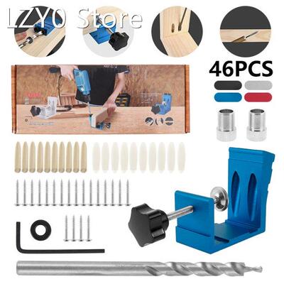 Pocket Hole Drill Puncher Jig Kit Angle Drill Guide Set for