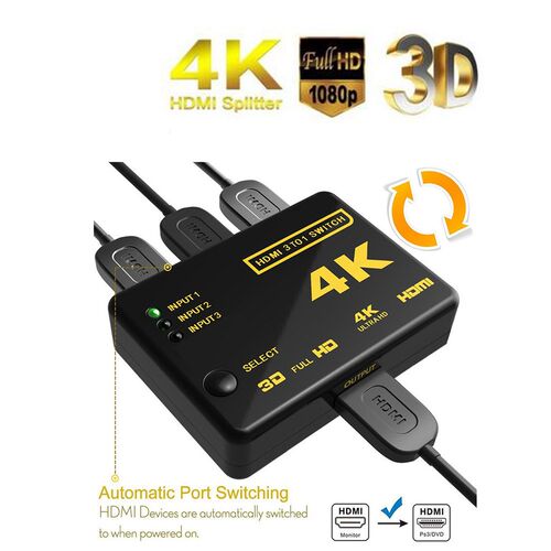 3 Port 4K*2K Switcher HDMI Switch Splitter Box Ultra HD for