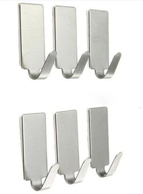 DIVV 6Pcs Hooks Self Adhesive Home Kitchen Wall Door Stainle
