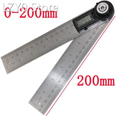 360Degree 200mm Ruler Protractor Digital Goniometer Angle In