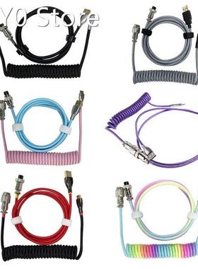 Type-C USB Mechanical Keyboard Aviator Cable Coiled Aviation