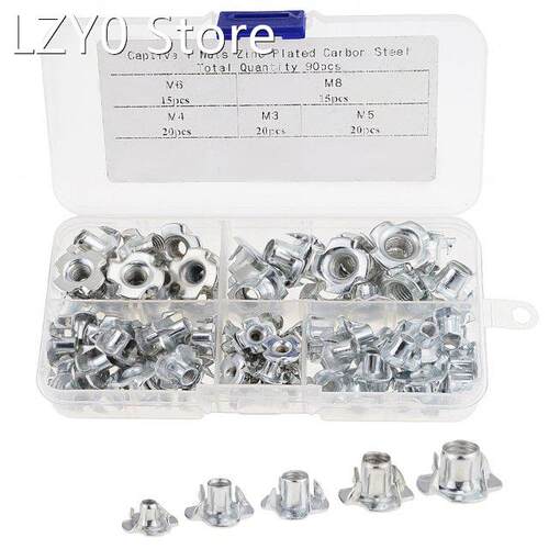 90PCS/BOX M3 M4 M5 M6 M8 Zinc Alloy Thread for Wood Insert N
