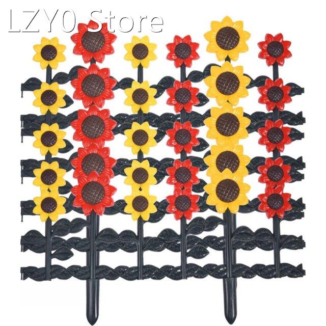 5PCS Sunflower Plastic Edging Garden Picket Fence Plant Bord