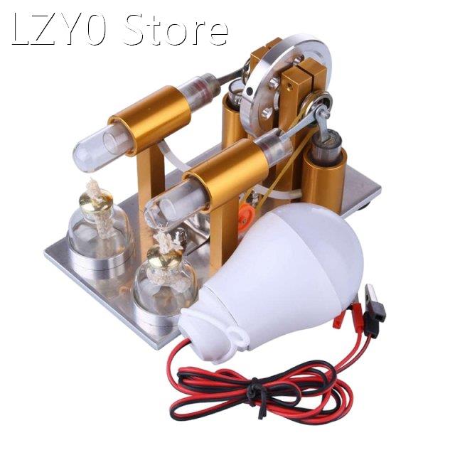Double Cylinder Hot Air Stirling Engine Motor Model Educatio