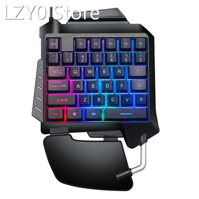 1pc One-Handed Mechanical Gaming Keyboard RGB Backlit Portab
