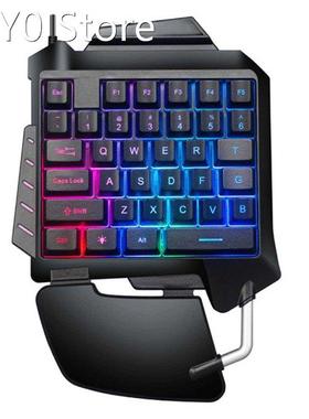 1pc One-Handed Mechanical Gaming Keyboard RGB Backlit Portab
