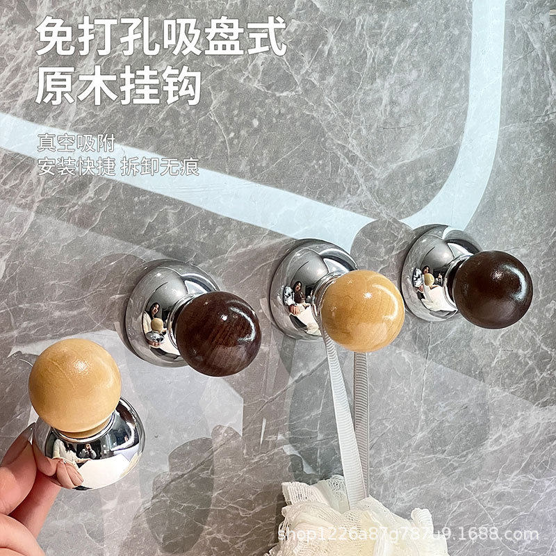 木纹吸盘挂钩免打孔强力承重发圈发箍发夹粘钩多功能卫生间挂衣钩