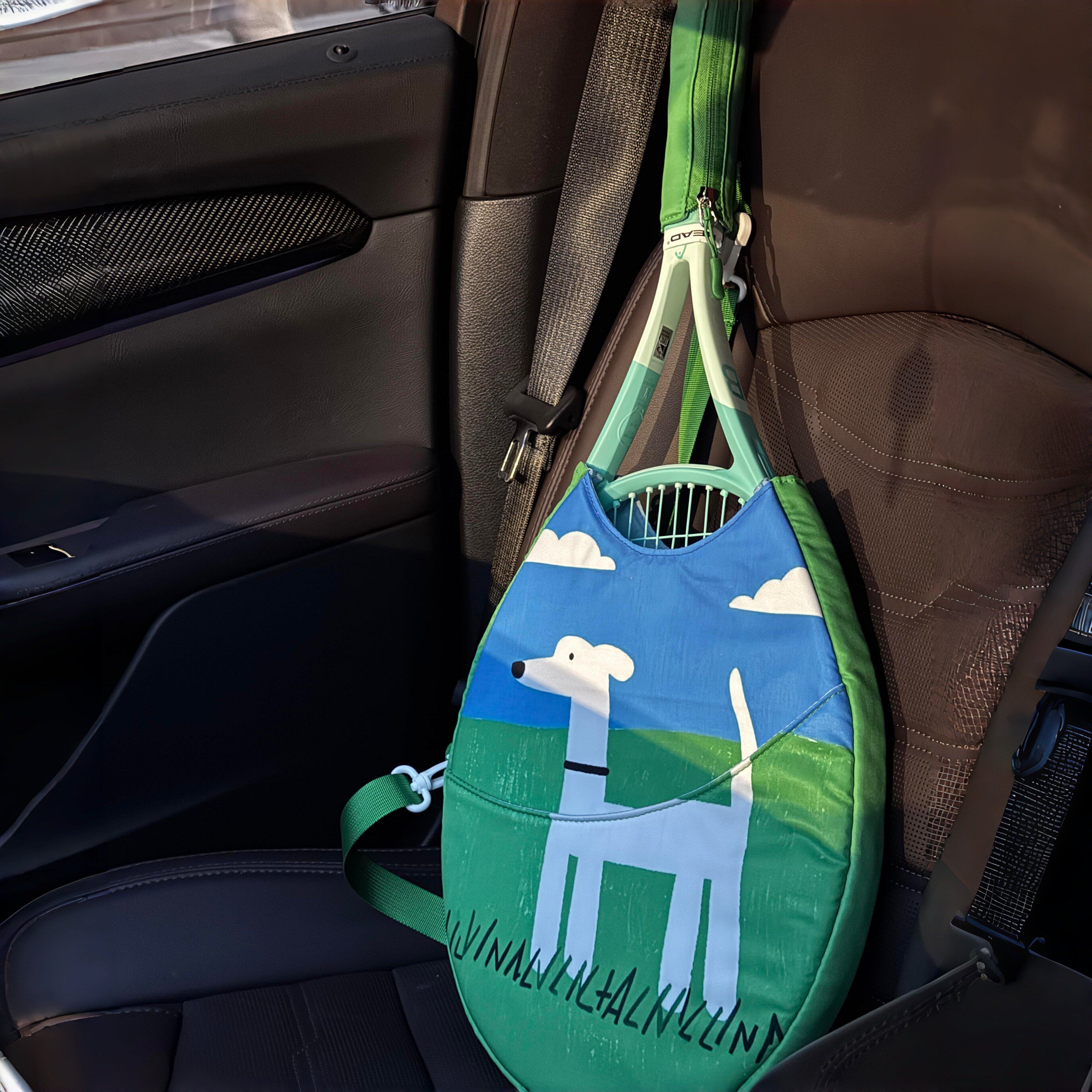 小红书同款绿色小狗网球包男女款羽毛球高颜值单肩大容量球拍收纳