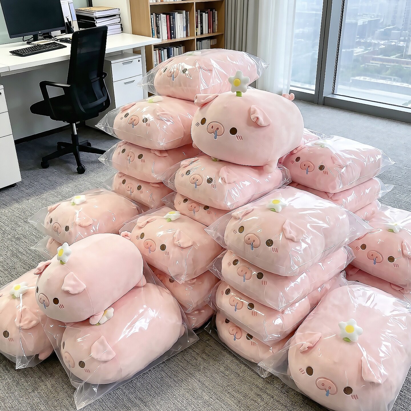 可爱猪猪抱枕女生睡觉专用安抚公仔玩偶沙发宿舍靠枕毛绒玩具礼物