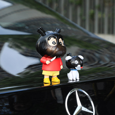 车载打劫蜡笔小新汽车摆件小白车顶车外电动车装饰品车尾公仔玩偶